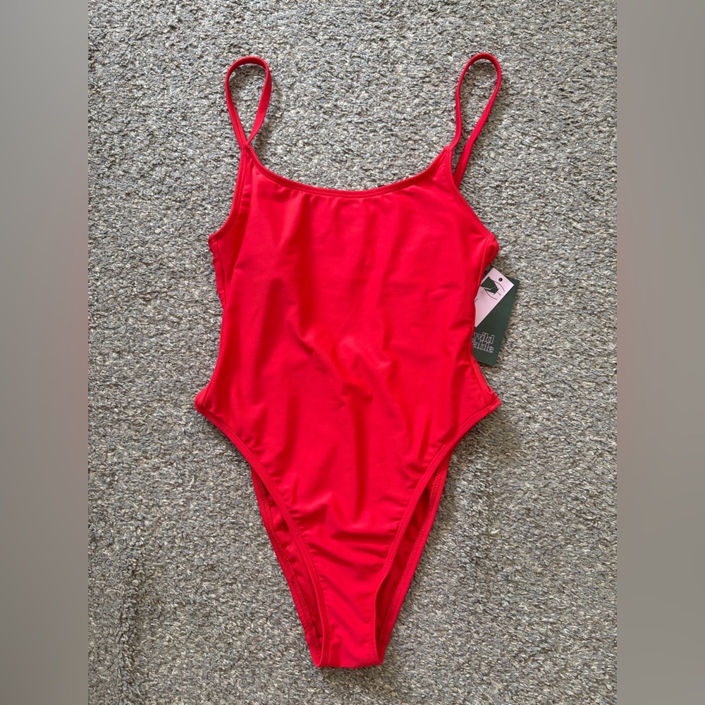 XS Wild Fable Red Extra High Leg Cheeky One Piece Swimsuit New - Picture 4 of 10